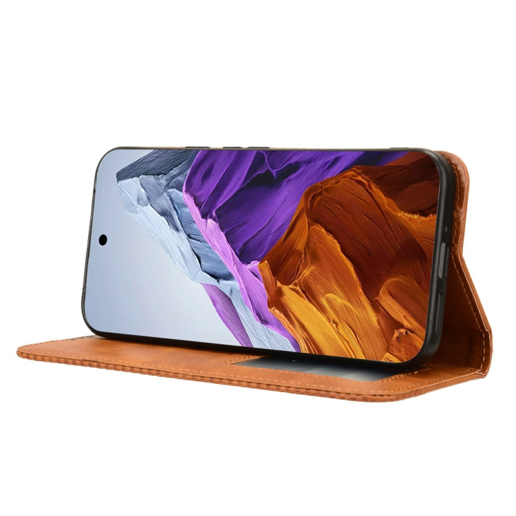 For Google Pixel 9 Magnetic Buckle Retro Texture Leather Phone Case(Brown) - Google Cases by PMC TechLife | Online Shopping South Africa | PMC TechLife | Buy Now Pay Later Mobicred