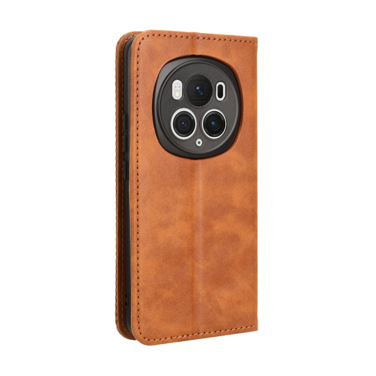 For Honor Magic6 Pro 5G Magnetic Buckle Retro Texture Leather Phone Case(Brown) - free shipping - PMC Jewellery - Order now!