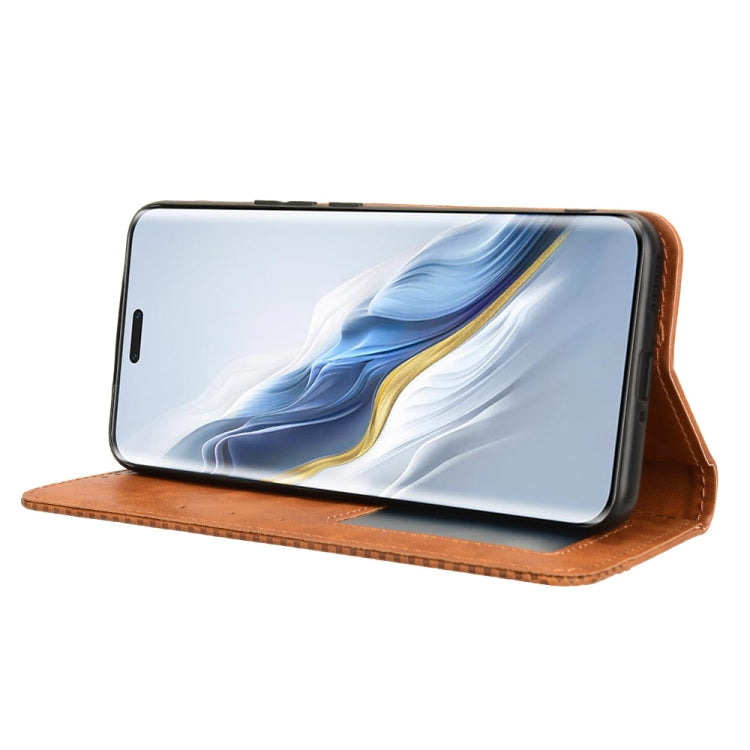 For Honor Magic6 Pro 5G Magnetic Buckle Retro Texture Leather Phone Case(Brown) - free shipping - PMC Jewellery - Order now!