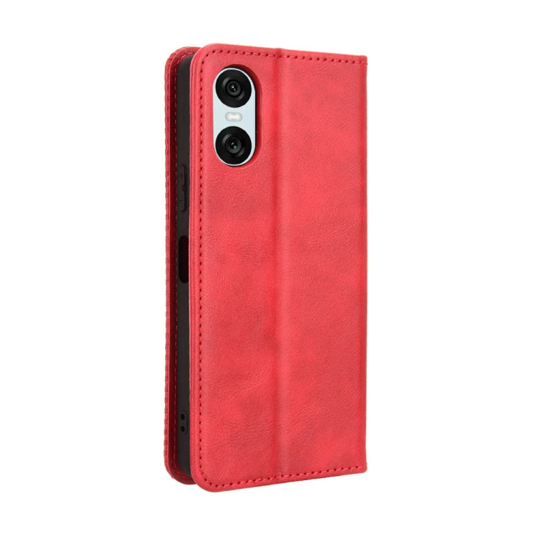 For Sony Xperia 10 VI 2024 Magnetic Buckle Retro Texture Leather Phone Case(Red) - Sony Cases by PMC Jewellery | Online Shopping South Africa | PMC Jewellery | Buy Now Pay Later Mobicred