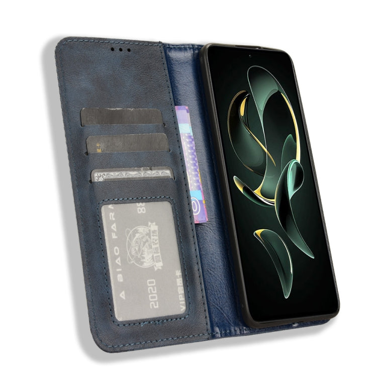 For Xiaomi Redmi K60 Ultra Magnetic Buckle Retro Texture Leather Phone Case(Blue) - Redmi K60 Ultra Cases by PMC TechLife | Online Shopping South Africa | PMC TechLife | Buy Now Pay Later Mobicred
