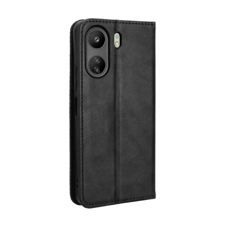 For Xiaomi Redmi 13C 4G / Poco C65 4G Magnetic Buckle Retro Texture Leather Phone Case(Black) - 13C Cases by PMC TechLife | Online Shopping South Africa | PMC TechLife | Buy Now Pay Later Mobicred