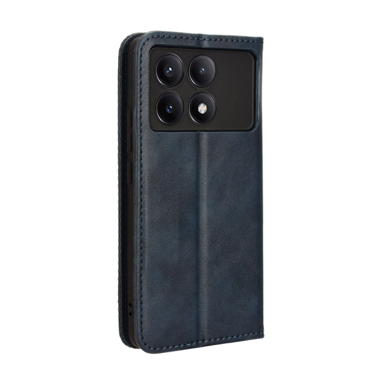 For Xiaomi Redmi K70 / K70 Pro Magnetic Buckle Retro Texture Leather Phone Case(Blue) - Xiaomi Cases by PMC Jewellery | Online Shopping South Africa | PMC Jewellery | Buy Now Pay Later Mobicred