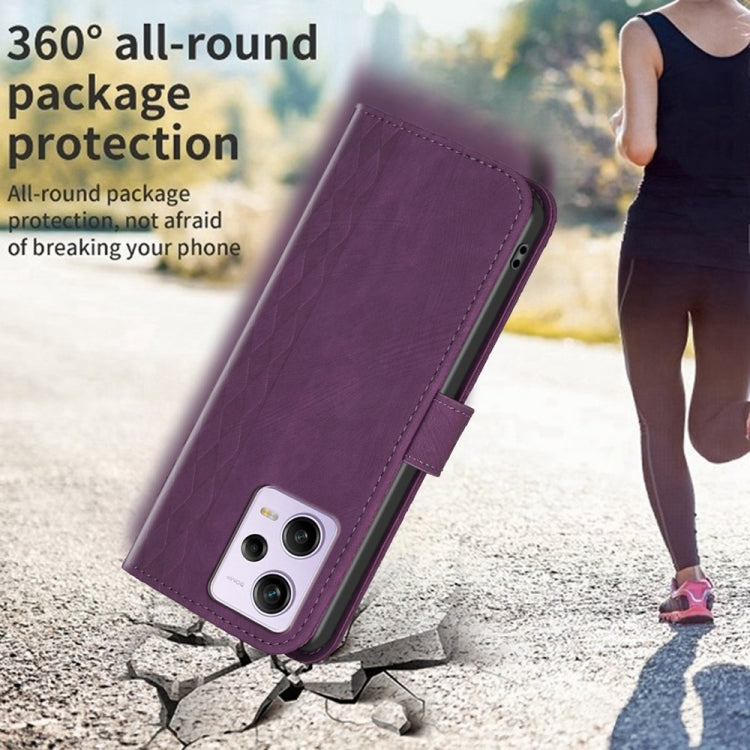 For Xiaomi Redmi Note 12 Pro Global Plaid Embossed Leather Phone Case(Purple) - free shipping - PMC TechLife - Order now!