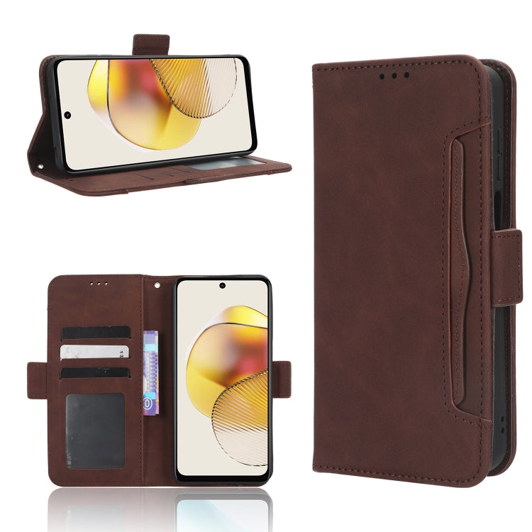 For Motorola Moto G 5G 2023 Skin Feel Calf Texture Card Slots Leather Phone Case(Brown) - Motorola Cases by PMC TechLife | Online Shopping South Africa | PMC TechLife | Buy Now Pay Later Mobicred