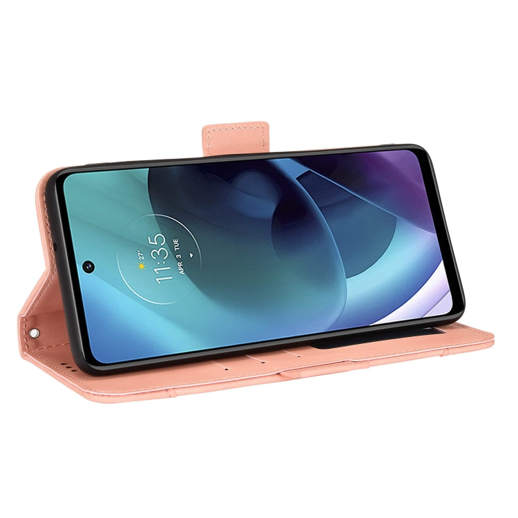 For Motorola Moto G52J 5G Skin Feel Calf Texture Card Slots Leather Phone Case(Pink) - Motorola Cases by PMC TechLife | Online Shopping South Africa | PMC TechLife | Buy Now Pay Later Mobicred