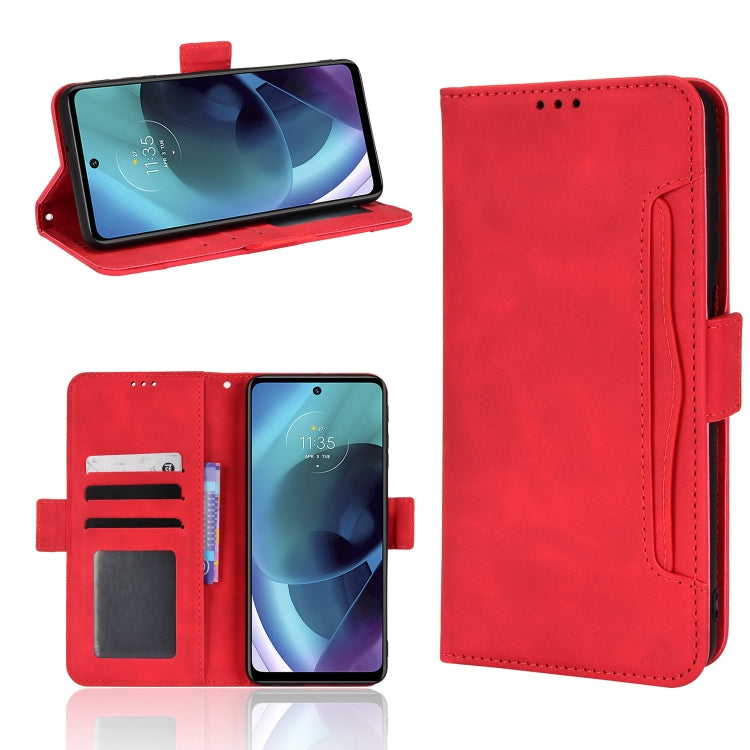 For Motorola Moto G52J 5G Skin Feel Calf Texture Card Slots Leather Phone Case(Red) - Motorola Cases by PMC TechLife | Online Shopping South Africa | PMC TechLife | Buy Now Pay Later Mobicred