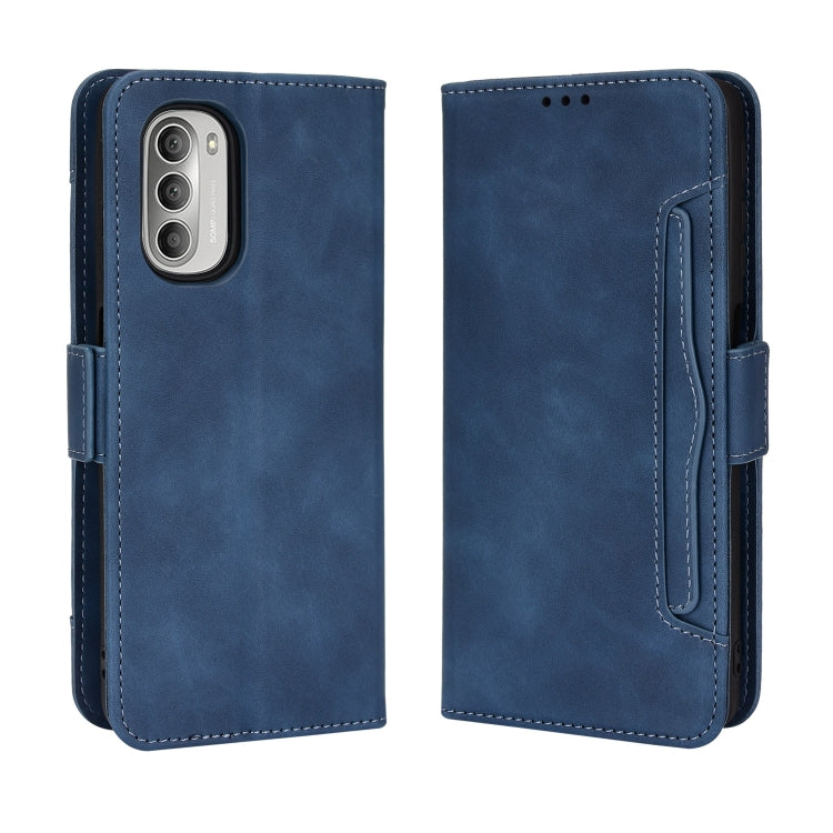 For Motorola Moto G52J 5G Skin Feel Calf Texture Card Slots Leather Phone Case(Blue) - Motorola Cases by PMC TechLife | Online Shopping South Africa | PMC TechLife | Buy Now Pay Later Mobicred