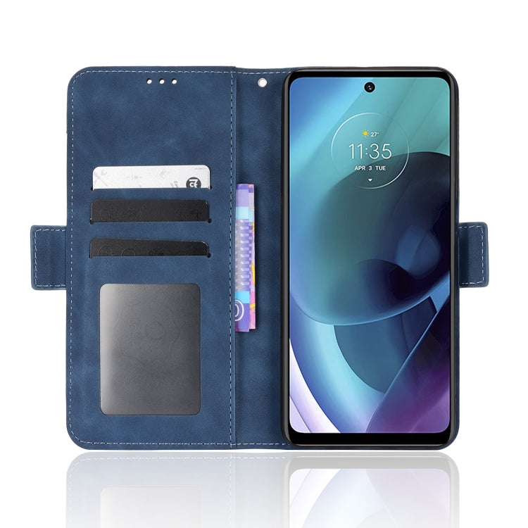 For Motorola Moto G52J 5G Skin Feel Calf Texture Card Slots Leather Phone Case(Blue) - Motorola Cases by PMC TechLife | Online Shopping South Africa | PMC TechLife | Buy Now Pay Later Mobicred
