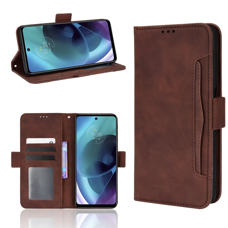 For Motorola Moto G52J 5G Skin Feel Calf Texture Card Slots Leather Phone Case(Brown) - Motorola Cases by PMC TechLife | Online Shopping South Africa | PMC TechLife | Buy Now Pay Later Mobicred