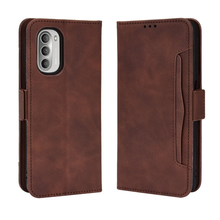For Motorola Moto G52J 5G Skin Feel Calf Texture Card Slots Leather Phone Case(Brown) - Motorola Cases by PMC TechLife | Online Shopping South Africa | PMC TechLife | Buy Now Pay Later Mobicred