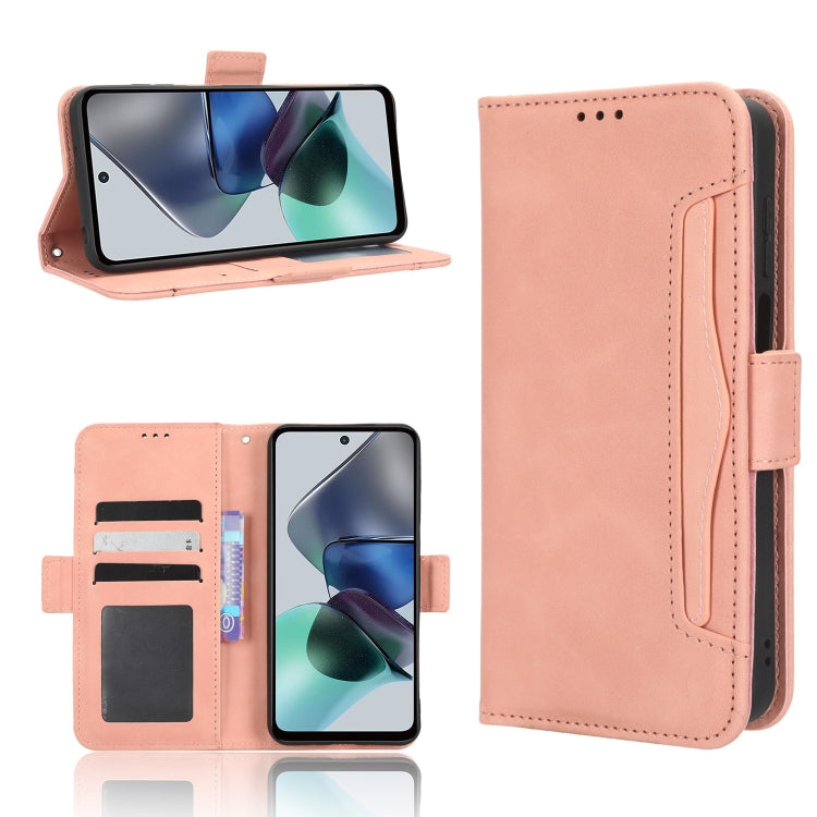 For Motorola Moto G53 / G13 Skin Feel Calf Texture Card Slots Leather Phone Case(Pink) - Motorola Cases by PMC TechLife | Online Shopping South Africa | PMC TechLife | Buy Now Pay Later Mobicred