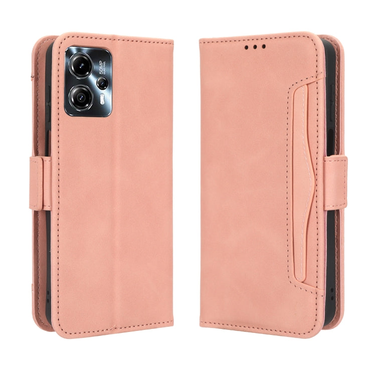 For Motorola Moto G53 / G13 Skin Feel Calf Texture Card Slots Leather Phone Case(Pink) - Motorola Cases by PMC TechLife | Online Shopping South Africa | PMC TechLife | Buy Now Pay Later Mobicred