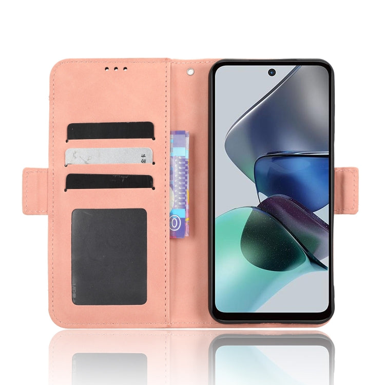 For Motorola Moto G53 / G13 Skin Feel Calf Texture Card Slots Leather Phone Case(Pink) - Motorola Cases by PMC TechLife | Online Shopping South Africa | PMC TechLife | Buy Now Pay Later Mobicred