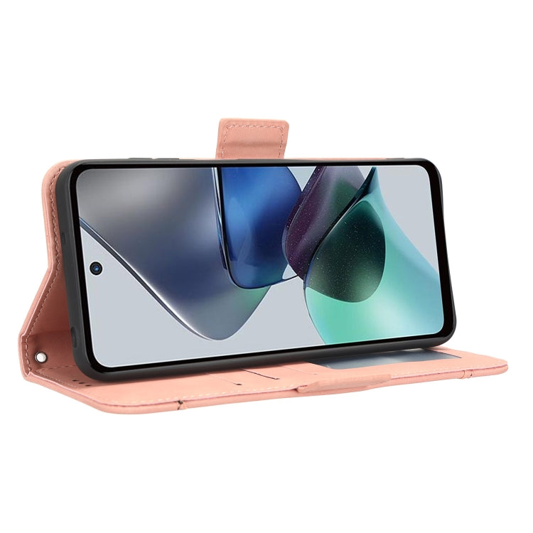 For Motorola Moto G53 / G13 Skin Feel Calf Texture Card Slots Leather Phone Case(Pink) - Motorola Cases by PMC TechLife | Online Shopping South Africa | PMC TechLife | Buy Now Pay Later Mobicred