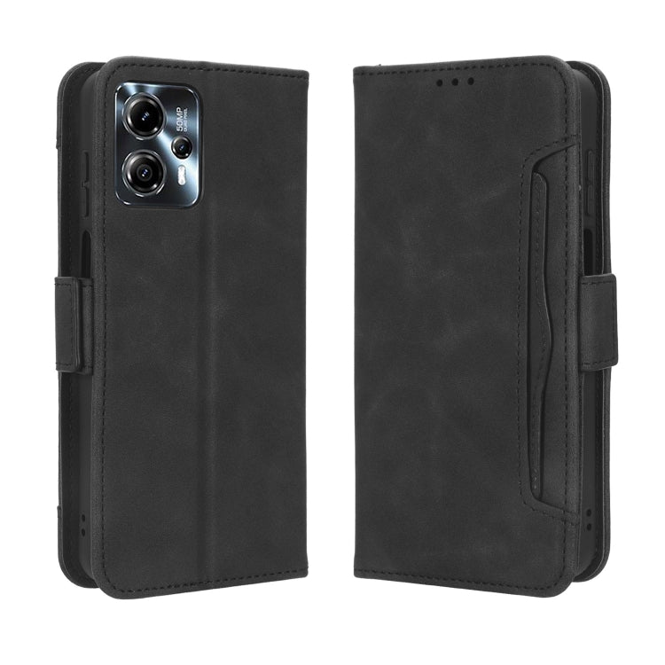 For Motorola Moto G53 / G13 Skin Feel Calf Texture Card Slots Leather Phone Case(Black) - Motorola Cases by PMC TechLife | Online Shopping South Africa | PMC TechLife | Buy Now Pay Later Mobicred