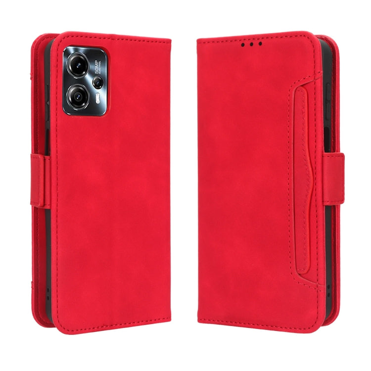 For Motorola Moto G53 / G13 Skin Feel Calf Texture Card Slots Leather Phone Case(Red) - Motorola Cases by PMC TechLife | Online Shopping South Africa | PMC TechLife | Buy Now Pay Later Mobicred
