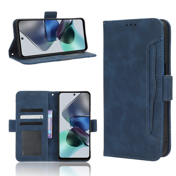 For Motorola Moto G53 / G13 Skin Feel Calf Texture Card Slots Leather Phone Case(Blue) - Motorola Cases by PMC TechLife | Online Shopping South Africa | PMC TechLife | Buy Now Pay Later Mobicred