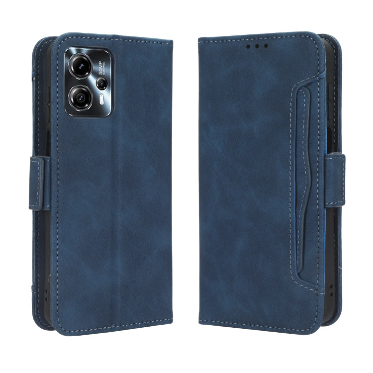 For Motorola Moto G53 / G13 Skin Feel Calf Texture Card Slots Leather Phone Case(Blue) - Motorola Cases by PMC TechLife | Online Shopping South Africa | PMC TechLife | Buy Now Pay Later Mobicred