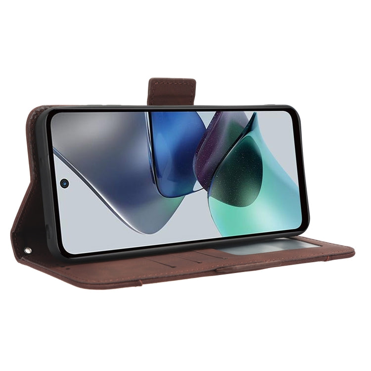 For Motorola Moto G53 / G13 Skin Feel Calf Texture Card Slots Leather Phone Case(Brown) - Motorola Cases by PMC TechLife | Online Shopping South Africa | PMC TechLife | Buy Now Pay Later Mobicred