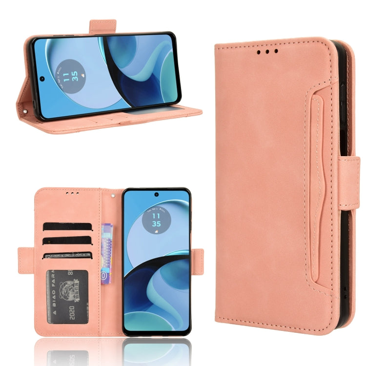 For Motorola Moto G14 4G Skin Feel Calf Texture Card Slots Leather Phone Case(Pink) - Motorola Cases by PMC TechLife | Online Shopping South Africa | PMC TechLife | Buy Now Pay Later Mobicred