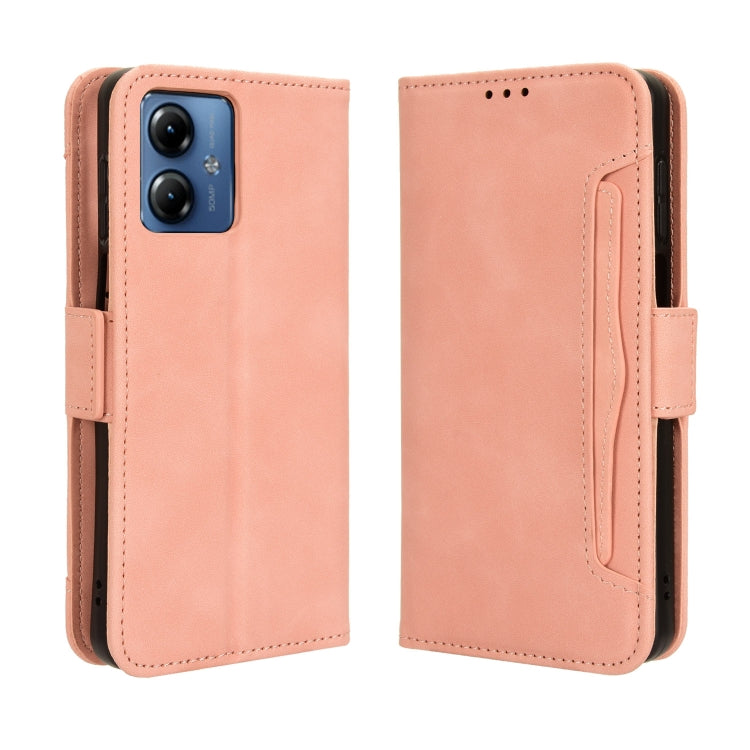 For Motorola Moto G14 4G Skin Feel Calf Texture Card Slots Leather Phone Case(Pink) - Motorola Cases by PMC TechLife | Online Shopping South Africa | PMC TechLife | Buy Now Pay Later Mobicred