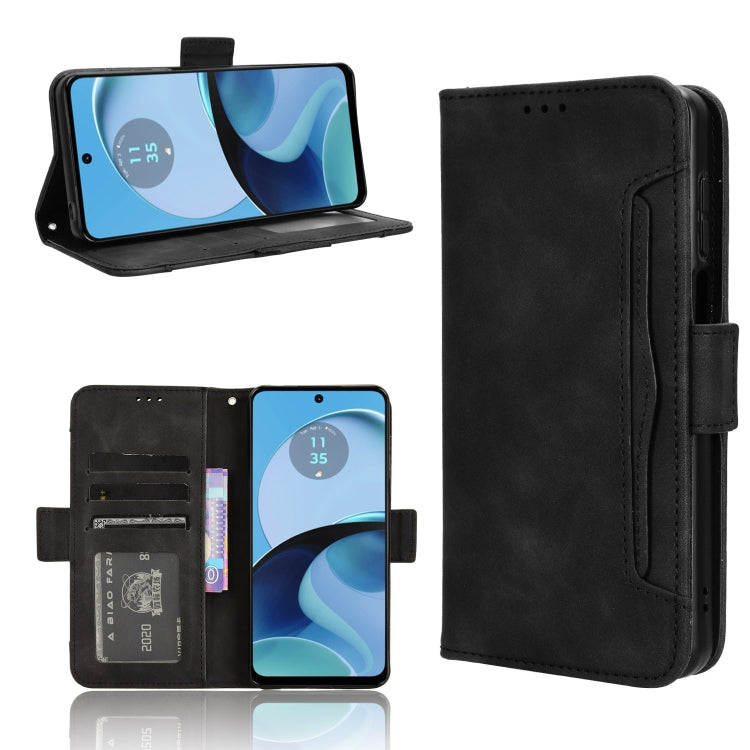For Motorola Moto G14 4G Skin Feel Calf Texture Card Slots Leather Phone Case(Black) - Motorola Cases by PMC TechLife | Online Shopping South Africa | PMC TechLife | Buy Now Pay Later Mobicred