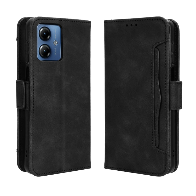 For Motorola Moto G14 4G Skin Feel Calf Texture Card Slots Leather Phone Case(Black) - Motorola Cases by PMC TechLife | Online Shopping South Africa | PMC TechLife | Buy Now Pay Later Mobicred