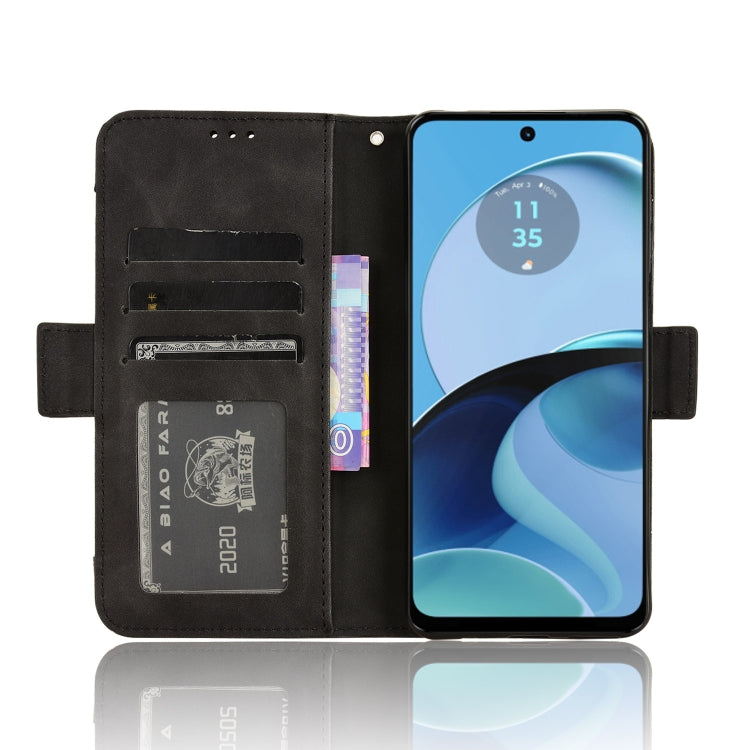 For Motorola Moto G14 4G Skin Feel Calf Texture Card Slots Leather Phone Case(Black) - Motorola Cases by PMC TechLife | Online Shopping South Africa | PMC TechLife | Buy Now Pay Later Mobicred