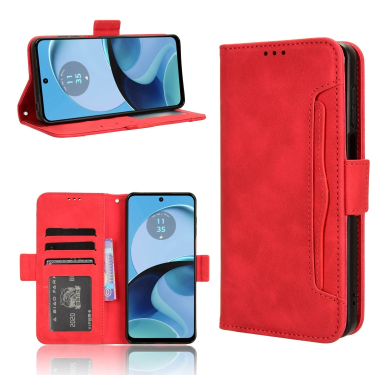 For Motorola Moto G14 4G Skin Feel Calf Texture Card Slots Leather Phone Case(Red) - Motorola Cases by PMC TechLife | Online Shopping South Africa | PMC TechLife | Buy Now Pay Later Mobicred