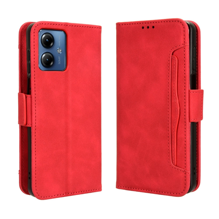 For Motorola Moto G14 4G Skin Feel Calf Texture Card Slots Leather Phone Case(Red) - Motorola Cases by PMC TechLife | Online Shopping South Africa | PMC TechLife | Buy Now Pay Later Mobicred