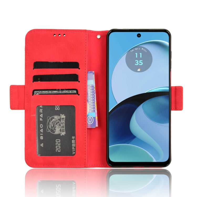 For Motorola Moto G14 4G Skin Feel Calf Texture Card Slots Leather Phone Case(Red) - Motorola Cases by PMC TechLife | Online Shopping South Africa | PMC TechLife | Buy Now Pay Later Mobicred