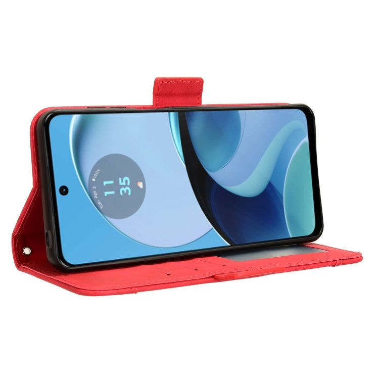 For Motorola Moto G14 4G Skin Feel Calf Texture Card Slots Leather Phone Case(Red) - Motorola Cases by PMC TechLife | Online Shopping South Africa | PMC TechLife | Buy Now Pay Later Mobicred