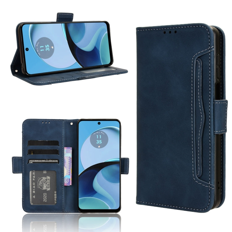 For Motorola Moto G14 4G Skin Feel Calf Texture Card Slots Leather Phone Case(Blue) - free shipping - PMC TechLife - Order now!