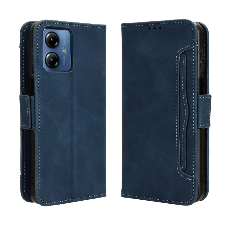 For Motorola Moto G14 4G Skin Feel Calf Texture Card Slots Leather Phone Case(Blue) - free shipping - PMC TechLife - Order now!