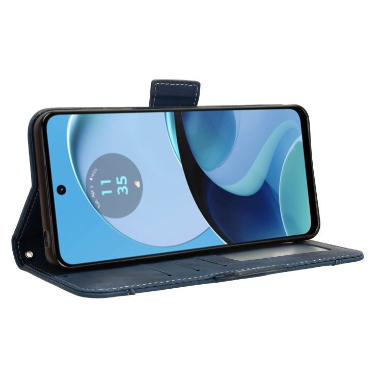 For Motorola Moto G14 4G Skin Feel Calf Texture Card Slots Leather Phone Case(Blue) - free shipping - PMC TechLife - Order now!