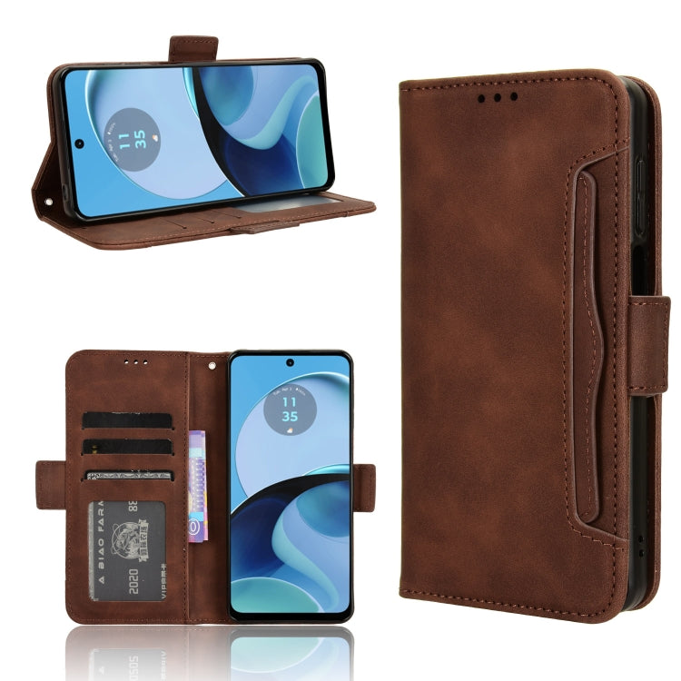 For Motorola Moto G14 4G Skin Feel Calf Texture Card Slots Leather Phone Case(Brown) - Motorola Cases by PMC TechLife | Online Shopping South Africa | PMC TechLife | Buy Now Pay Later Mobicred