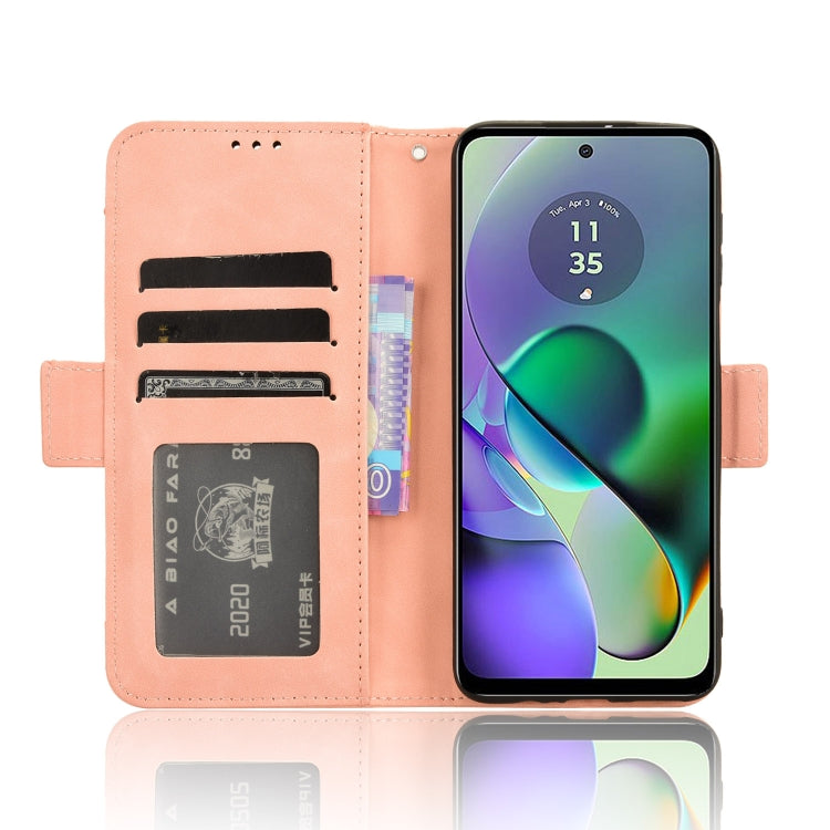 For Motorola Moto G54 5G Skin Feel Calf Texture Card Slots Leather Phone Case(Pink) - Motorola Cases by PMC TechLife | Online Shopping South Africa | PMC TechLife | Buy Now Pay Later Mobicred