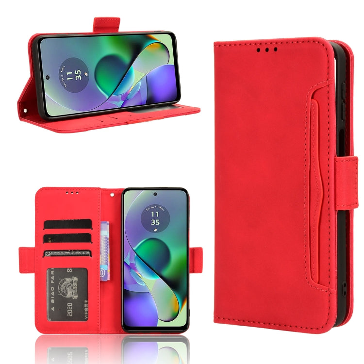 For Motorola Moto G54 5G Skin Feel Calf Texture Card Slots Leather Phone Case(Red) - Motorola Cases by PMC TechLife | Online Shopping South Africa | PMC TechLife | Buy Now Pay Later Mobicred