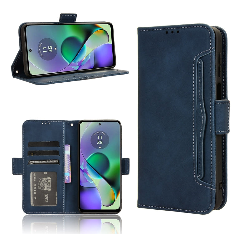 For Motorola Moto G54 5G Skin Feel Calf Texture Card Slots Leather Phone Case(Blue) - Motorola Cases by PMC TechLife | Online Shopping South Africa | PMC TechLife | Buy Now Pay Later Mobicred