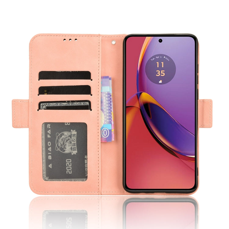 For Motorola Moto G84 5G Skin Feel Calf Texture Card Slots Leather Phone Case(Pink) - Motorola Cases by PMC TechLife | Online Shopping South Africa | PMC TechLife | Buy Now Pay Later Mobicred