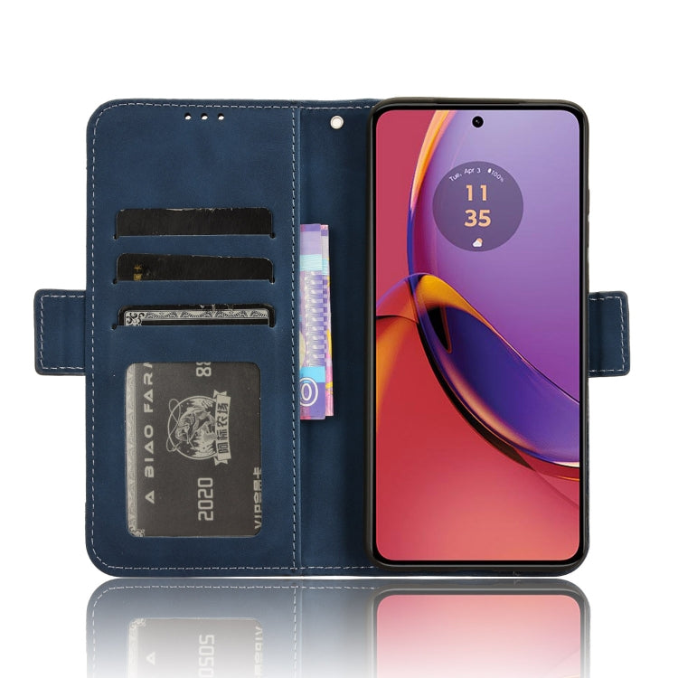 For Motorola Moto G84 5G Skin Feel Calf Texture Card Slots Leather Phone Case(Blue) - Motorola Cases by PMC TechLife | Online Shopping South Africa | PMC TechLife | Buy Now Pay Later Mobicred