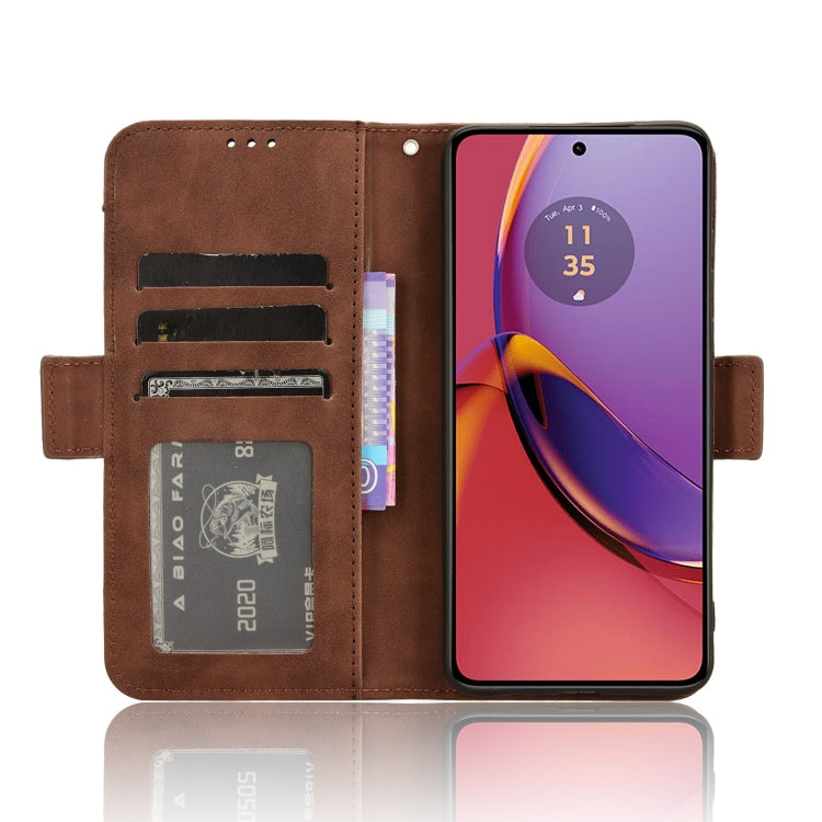 For Motorola Moto G84 5G Skin Feel Calf Texture Card Slots Leather Phone Case(Brown) - Motorola Cases by PMC TechLife | Online Shopping South Africa | PMC TechLife | Buy Now Pay Later Mobicred