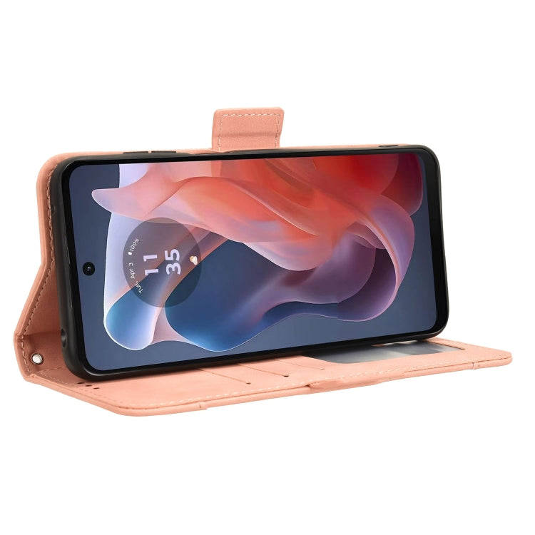 For Motorola Moto G Play 4G 2024 Skin Feel Calf Texture Card Slots Leather Phone Case(Pink) - Motorola Cases by PMC TechLife | Online Shopping South Africa | PMC TechLife | Buy Now Pay Later Mobicred