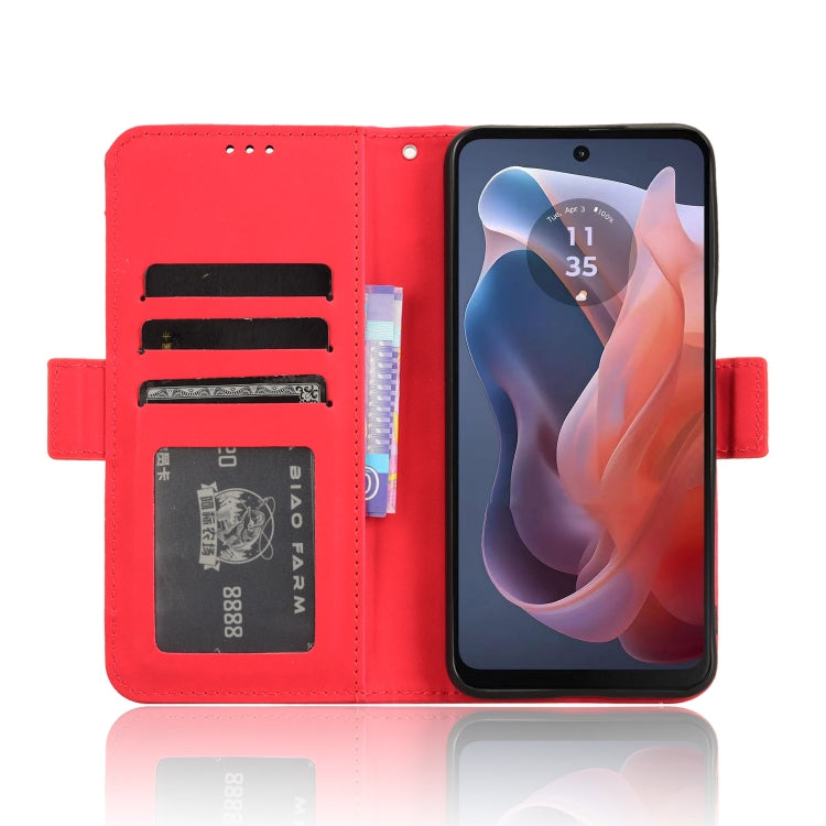For Motorola Moto G Play 4G 2024 Skin Feel Calf Texture Card Slots Leather Phone Case(Red) - Motorola Cases by PMC TechLife | Online Shopping South Africa | PMC TechLife | Buy Now Pay Later Mobicred