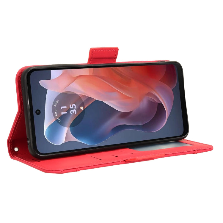 For Motorola Moto G Play 4G 2024 Skin Feel Calf Texture Card Slots Leather Phone Case(Red) - Motorola Cases by PMC TechLife | Online Shopping South Africa | PMC TechLife | Buy Now Pay Later Mobicred
