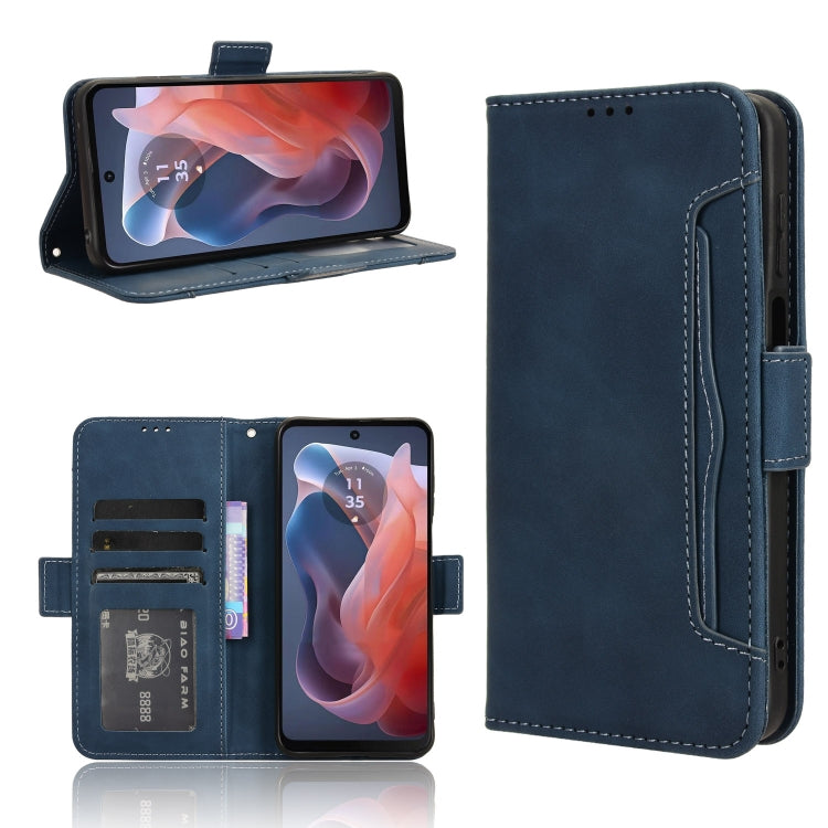 For Motorola Moto G Play 4G 2024 Skin Feel Calf Texture Card Slots Leather Phone Case(Blue) - Motorola Cases by PMC TechLife | Online Shopping South Africa | PMC TechLife | Buy Now Pay Later Mobicred