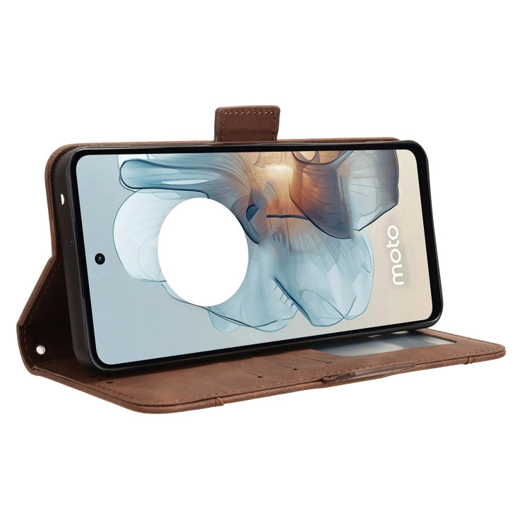 For Motorola Moto G Power 5G 2024 Skin Feel Calf Texture Card Slots Leather Phone Case(Brown) - Motorola Cases by PMC TechLife | Online Shopping South Africa | PMC TechLife | Buy Now Pay Later Mobicred
