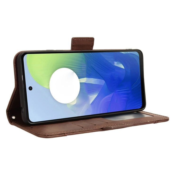 For Motorola Moto G04 / G24 Skin Feel Calf Texture Card Slots Leather Phone Case(Brown) - Motorola Cases by PMC TechLife | Online Shopping South Africa | PMC TechLife | Buy Now Pay Later Mobicred