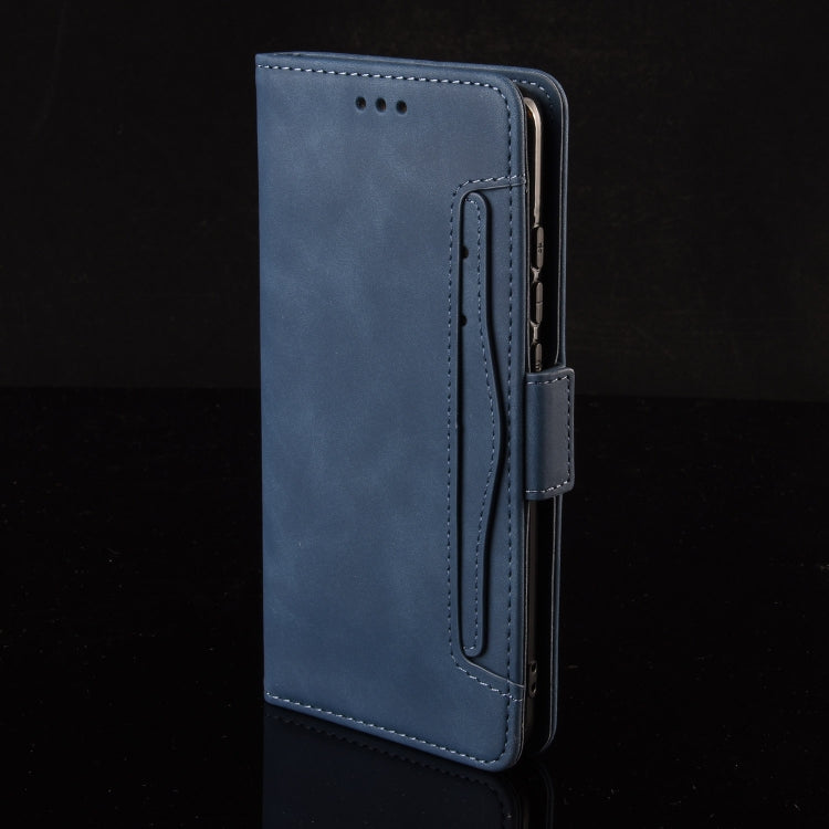 For Motorola Moto G34 5G Skin Feel Calf Texture Card Slots Leather Phone Case(Blue) - Motorola Cases by PMC TechLife | Online Shopping South Africa | PMC TechLife | Buy Now Pay Later Mobicred